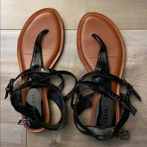 GIANNI BINI: Double Strapped Black Sandals